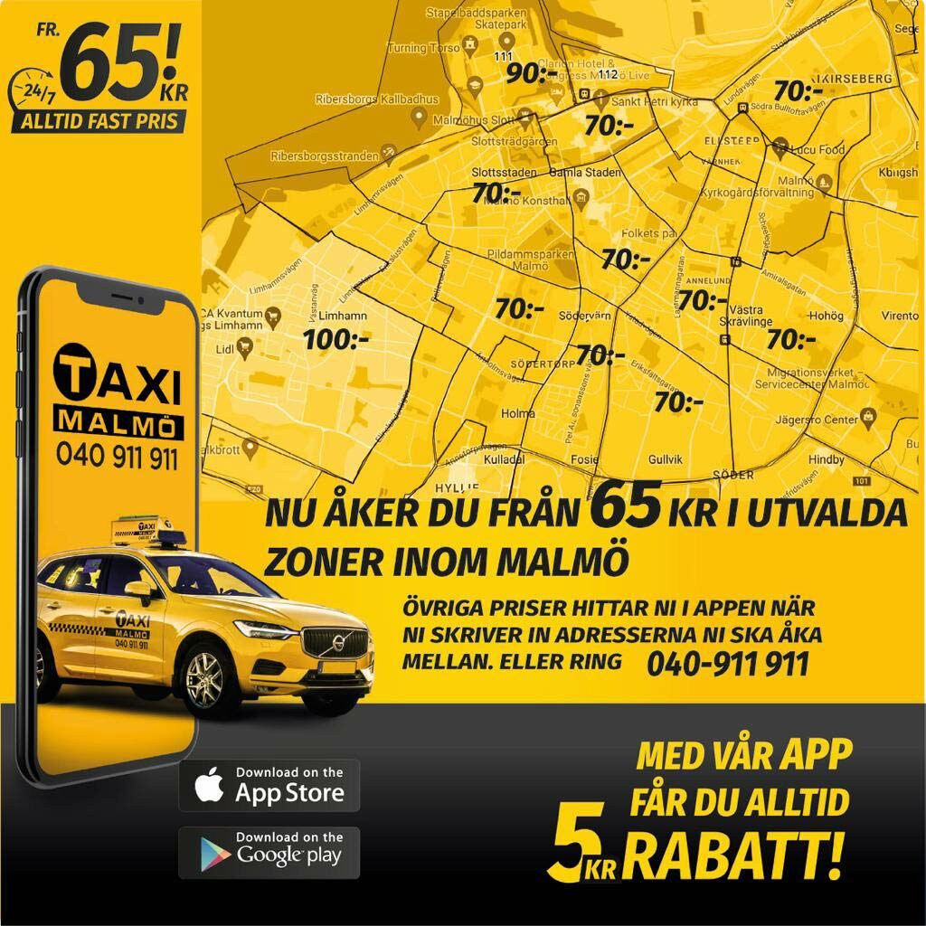 Taxi Malmö fasta priser via appen